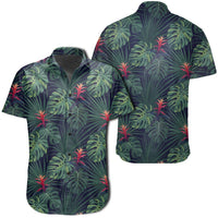 Hawaiian Shirt - Tropical Monstera Leaf Green Shirt Unisex Black - Polynesian Pride