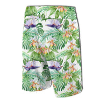 Tropical Orange Orchids Strelitzia Monstera Board Shorts - Polynesian Pride