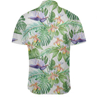 Hawaiian Shirt - Tropical Orange Orchids Strelitzia Monstera Shirt - Polynesian Pride