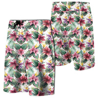 Tropical Palm Leaf White Board Shorts Men White - Polynesian Pride