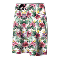 Tropical Palm Leaf White Board Shorts - Polynesian Pride