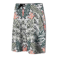 Tropical Palm Leaves And Flowers Board Shorts - Polynesian Pride