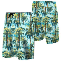 Tropical Palm Trees Blue Board Shorts Men Blue - Polynesian Pride