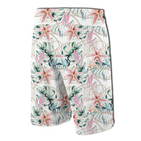 Tropical Pattern With Orchids, Leaves And Gold Cha Board Shorts - Polynesian Pride