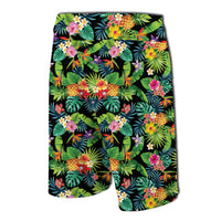 Tropical Pattern With Pineapples, Palm Leaves Board Shorts - Polynesian Pride