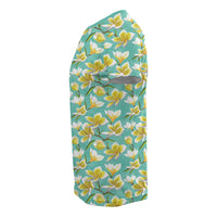 Hawaii Tropical Plumeria Blue T Shirt - Polynesian Pride