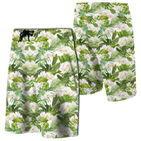 Tropical Plumeria White Board Shorts - Polynesian Pride