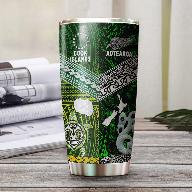 New Zealand And Cook Islands Tumbler Together - Green LT8 Green - Polynesian Pride