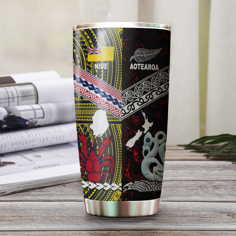 New Zealand And Niue Tumbler Together - Red LT8 Red - Polynesian Pride