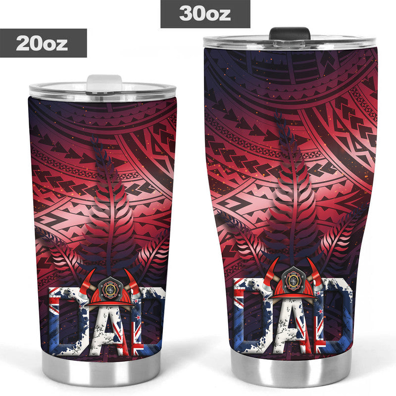 Fathers Day - New Zealand Firefighter Dad Tumbler - Maori Pattern LT9 Red - Polynesian Pride