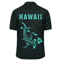 Kakau Polynesian Hammerhead Shark Map Hawaii Shirt - Turquoise - Polynesian Pride