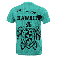 Turtle Polynesian Map T Shirt Turquoise - Polynesian Pride