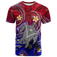 Hawaii T Shirt Hawaiian Turtle Plumeria Mixed Polynesian Style LT9 Adult Gradient - Polynesian Pride