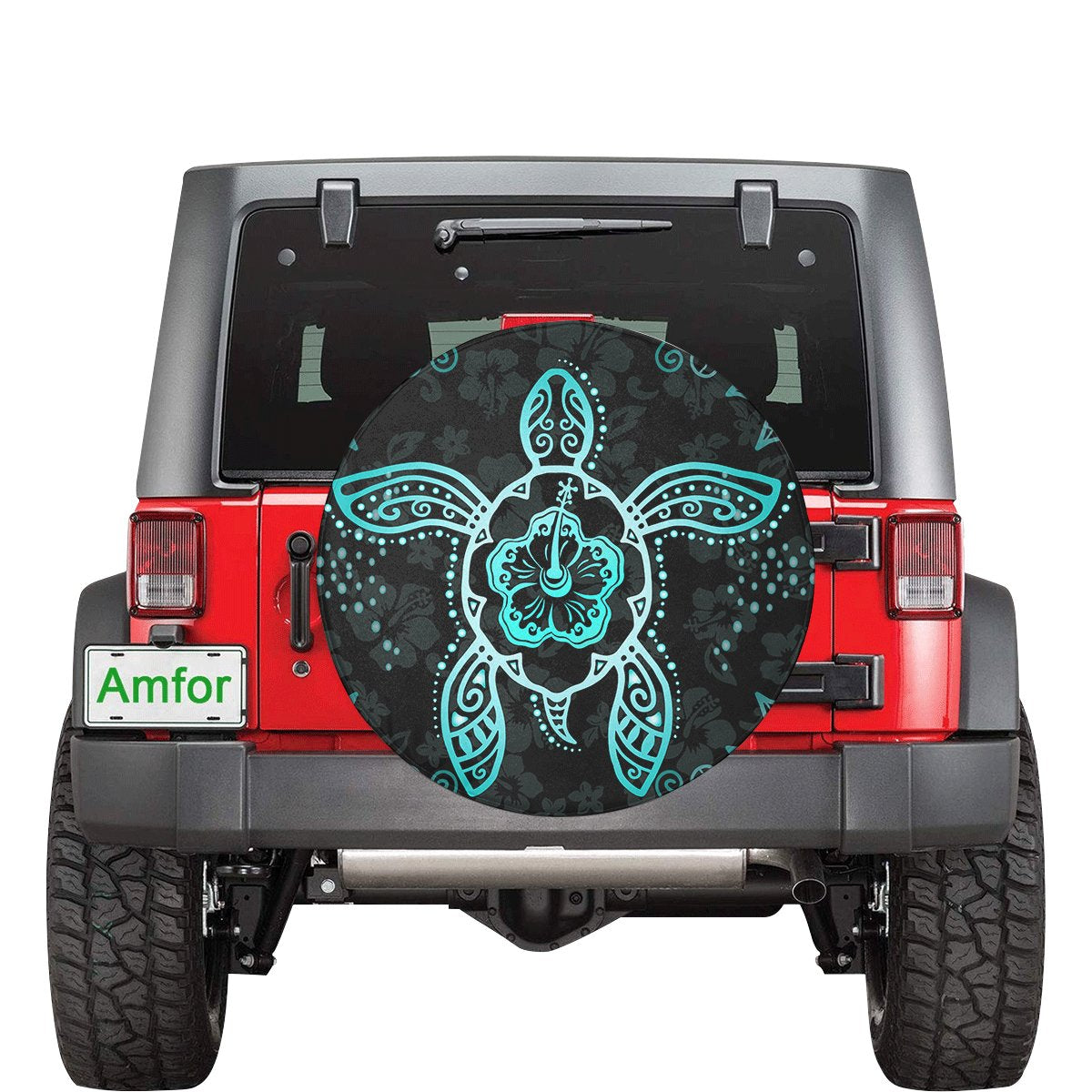 Turtle Hibiscus Blue Spare Tire Cover AH Blue - Polynesian Pride
