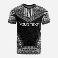Tuvalu Custom T Shirt Tuvaluan Coat of Arms Polynesian Chief Tattoo Black Version - Polynesian Pride