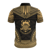 Tuvalu Custom Polo Shirt Tuvalu Coat Of Arms Polynesian Chief Tattoo Gold Version - Polynesian Pride