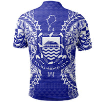Tuvalu Polo Shirt Tuvalu Coat Of Arms Map Polynesian Tattoo Blue - Polynesian Pride