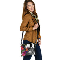 American Samoa Shoulder Handbag Hibiscus Polynesian Pattern White - Polynesian Pride