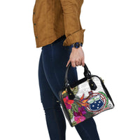 Tahiti Shoulder Handbag Polynesian Hibiscus White Pattern - Polynesian Pride