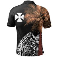 Wallis and Futuna Polo Shirt Polynesian Palm Tree Black - Polynesian Pride