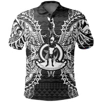 Vanuatu Polo Shirt Vanuatuan Coat Of Arms Map Polynesian Tattoo Black Unisex Black - Polynesian Pride