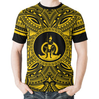 Vanuatu T Shirt Vanuatuan Coat of Arms Polynesian Gold Black - Polynesian Pride