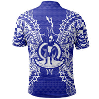 Vanuatu Polo Shirt Vanuatuan Coat Of Arms Map Polynesian Tattoo Blue - Polynesian Pride