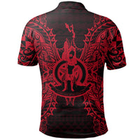 Vanuatu Polo Shirt Vanuatuan Coat Of Arms Map Polynesian Tattoo Red - Polynesian Pride