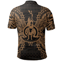 Vanuatu Polo Shirt Vanuatuan Coat Of Arms Map Polynesian Tattoo Gold - Polynesian Pride