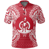 Vanuatu Polo Shirt Vanuatuan Coat Of Arms Map Polynesian Tattoo Red White Unisex Red - Polynesian Pride