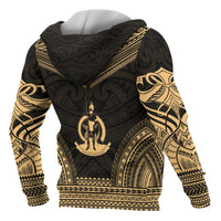 Vanuatu Polynesian Chief Custom Zip up Hoodie Gold Version - Polynesian Pride