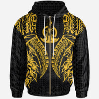 Vanuatu Zip up Hoodie Polynesian Lion Head Gold Style Unisex Gold - Polynesian Pride