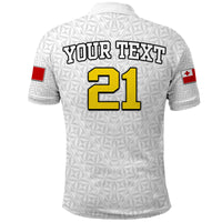 Custom Mate Maa Tonga Rugby Polo Shirt Tongan Kupesi White Style LT9 - Polynesian Pride