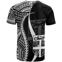 Fiji T Shirt White Polynesian Tentacle Tribal Pattern Crest - Polynesian Pride