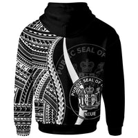 Niue Custom Hoodie White Tentacle Tribal Pattern - Polynesian Pride