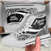 American Samoa High Top Shoes White - Polynesian Tentacle Tribal Pattern - Polynesian Pride