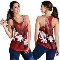 Personalised Fiji Day Women Racerback Tank Flying Fijians Masi Kesa Style - Red LT7 - Polynesian Pride