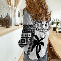Custom Text And Number Fiji Rugby Women Casual Shirt Pacific The Bati Black Fijian Tapa LT14 - Polynesian Pride