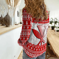 Custom Personalised Hawaii Christmas Women Casual Shirt Kanaka Polynesian Santa Claus Mele Kalikimaka LT14 - Polynesian Pride