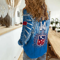 (Custom Text And Number) Samoa Rugby Women Casual Shirt Personalise Toa Samoa Polynesian Pacific Blue Version LT14 - Polynesian Pride