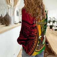 Vanuatu Women Casual Shirt Luganville Polynesian Reggae Coat Of Arms LT14 - Polynesian Pride