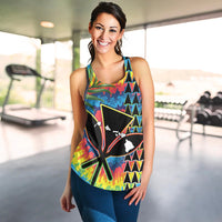 (Custom Personalised) Hawaii Rainbow Tie Dye Women Racerback Tank Flowers Polynesian Hawaiian Tribal LT13 - Polynesian Pride