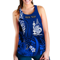 (Custom Personalised) New Caledonia Women Racerback Tank Nautilus Blue Polynesian Hibiscus LT13 Blue - Polynesian Pride