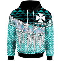 Wallis & Futuna Hoodies Coconut Leaves Weave Pattern Blue Unisex Blue - Polynesian Pride