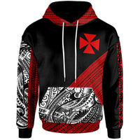 Wallis & Futuna Custom Hoodie Polynesian Diagonal Pattern Red Unisex Red - Polynesian Pride