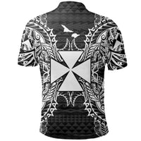 Wallis and Futuna Polo Shirt Wallis and Futuna Coat Of Arms Map Polynesian Tattoo Black - Polynesian Pride