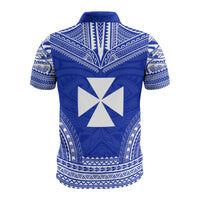 Wallis and Futuna Custom Polo Shirt Wallis and Futuna Coat Of Arms Polynesian Chief Tattoo Blue Version - Polynesian Pride