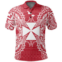 Wallis and Futuna Polo Shirt Wallis and Futuna Coat Of Arms Map Polynesian Tattoo Red White Unisex Red - Polynesian Pride