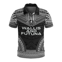 Wallis and Futuna Polo Shirt Wallis and Futuna Coat Of Arms Polynesian Chief Tattoo Black Version Unisex Black - Polynesian Pride
