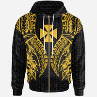 Wallisnd Futuna Zip up Hoodie Polynesian Lion Head Gold Style Unisex Gold - Polynesian Pride